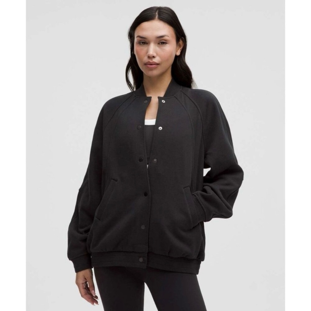 Lululemon Athletica Scuba Oversized Collegiate Black Bomber Jacket XS/S